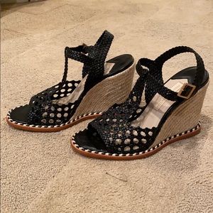 Paloma Barcelo Black Woven Espadrille Wedge Sandals